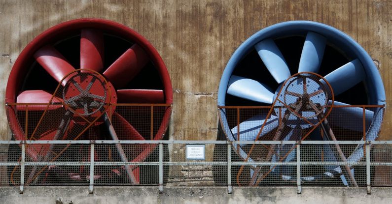 Ventilation - Red and Blue Industrial Exhaust Fans