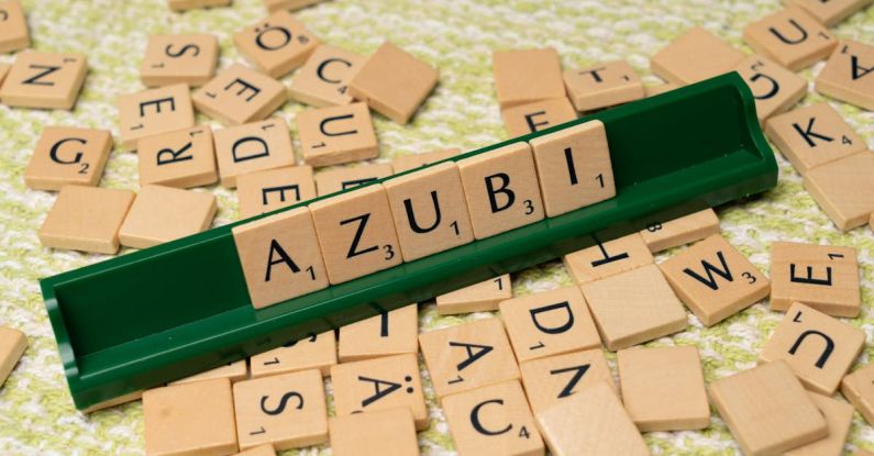 Apprenticeships - A scrabble board with the word azubi written on it