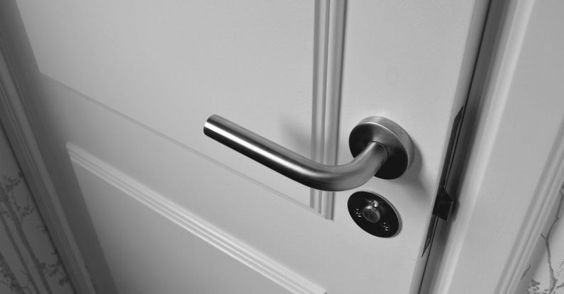 Handle - Semi Open White Wooden Door